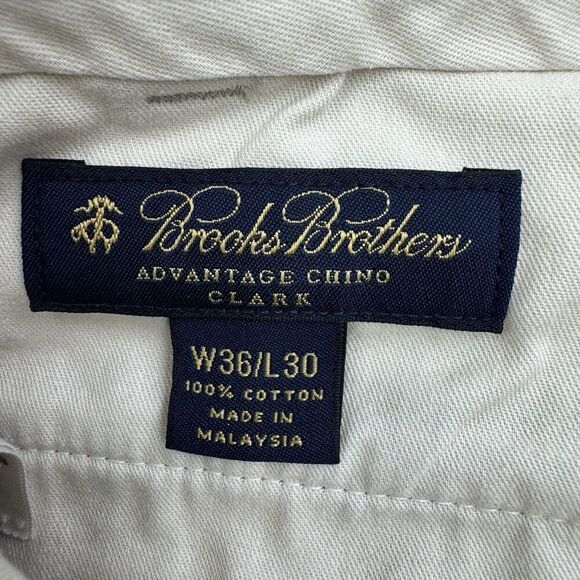 Brooks Brothers Clark Advantage Chino Flat Front Pants Tan Size 36x30 - Picture 4 of 9